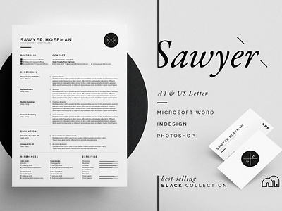 Resume/CV - Sawyer a4 clean resume creative resume curriculum vitae cv cv template design doc minimal minimal resume modern modern cv modern resume professional professional resume resume resume template template us letter word template