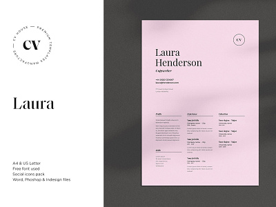 Laura | CV / resume template a4 clean resume creative resume curriculum vitae cv cv template design doc minimal minimal resume modern modern cv modern resume professional professional resume resume resume template template us letter word template