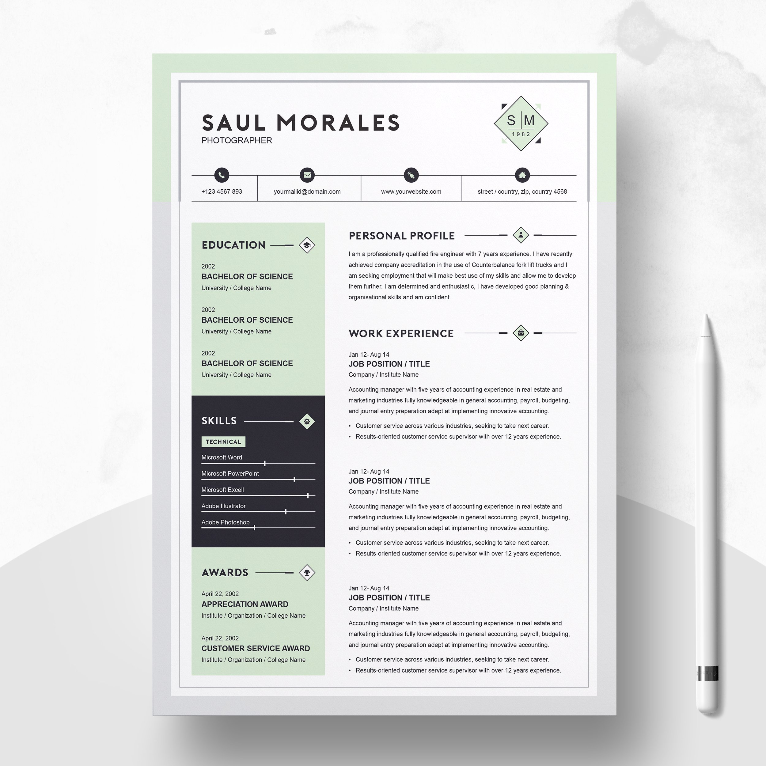 Resume Template 3 Page, CV Template