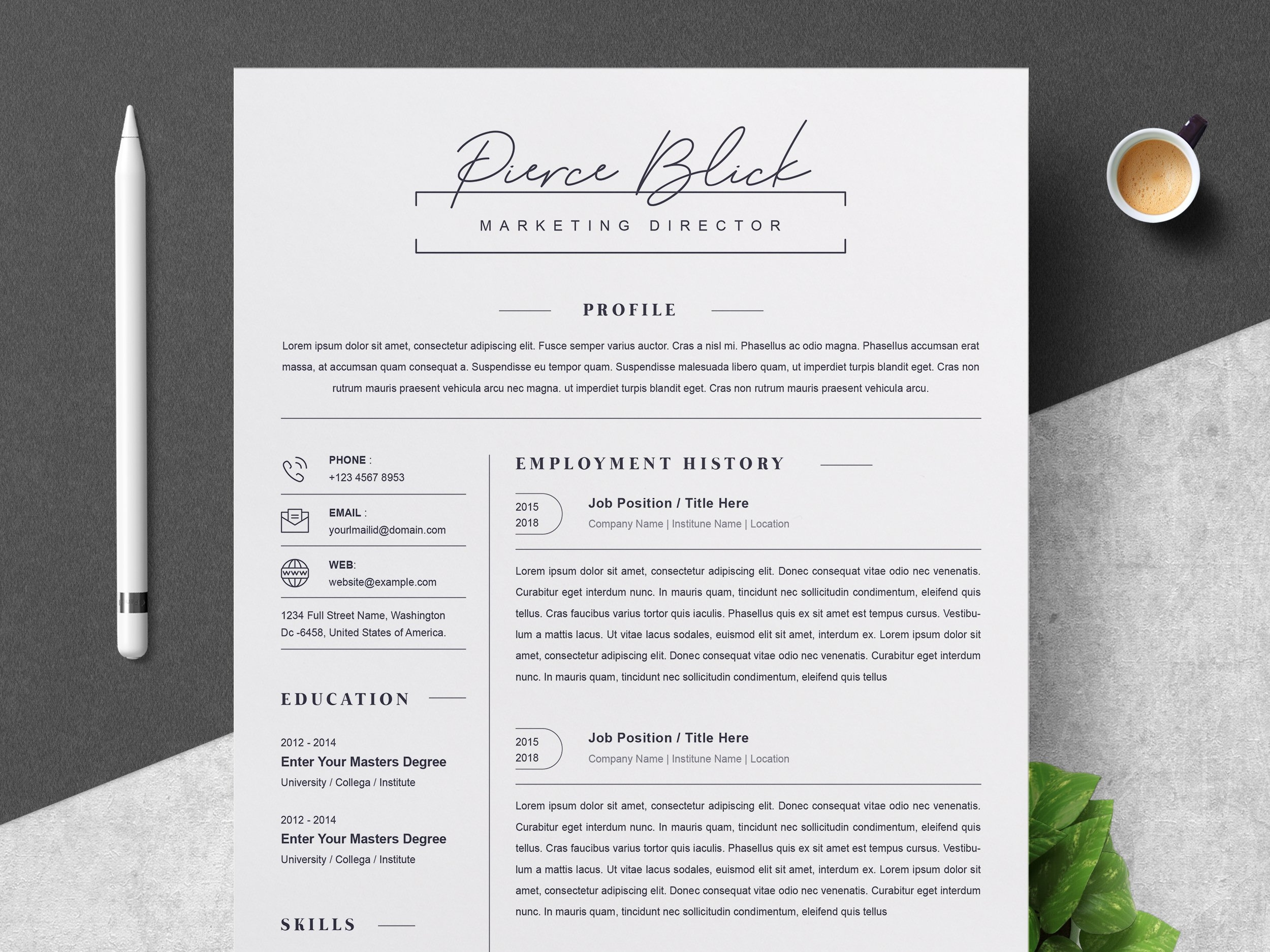 Dribbble 01 clean professional creative and modern resume cv 