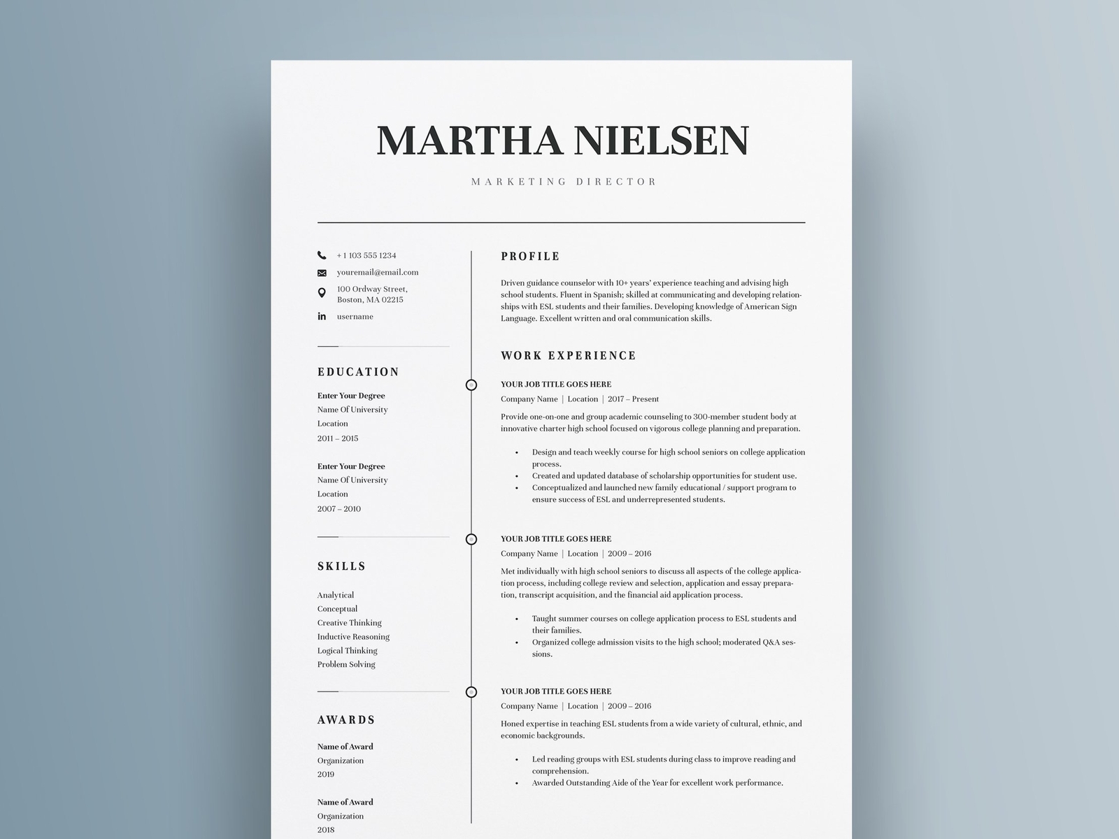 cv resume template word free download