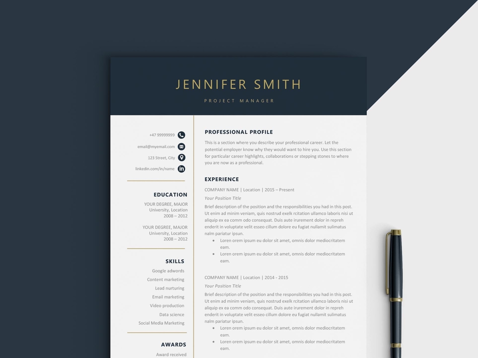 2 page cv template word free download 2020