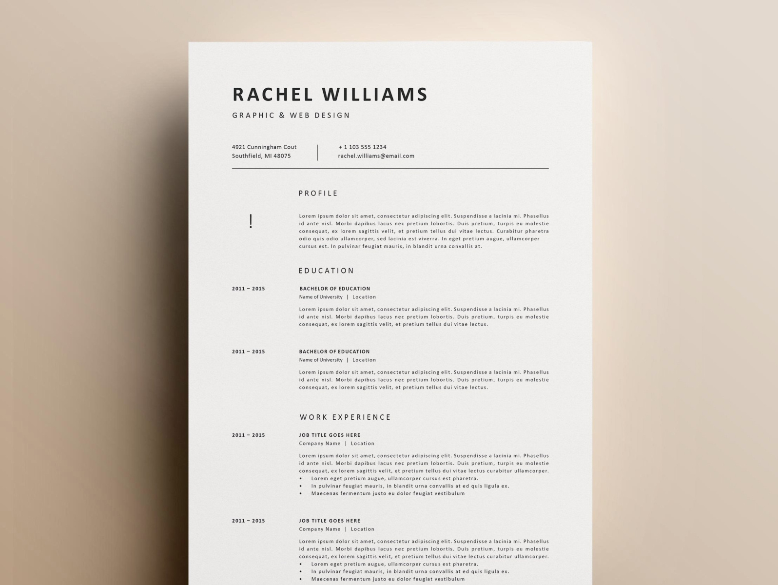 Minimalist Resume by Resume Templates on Dribbble