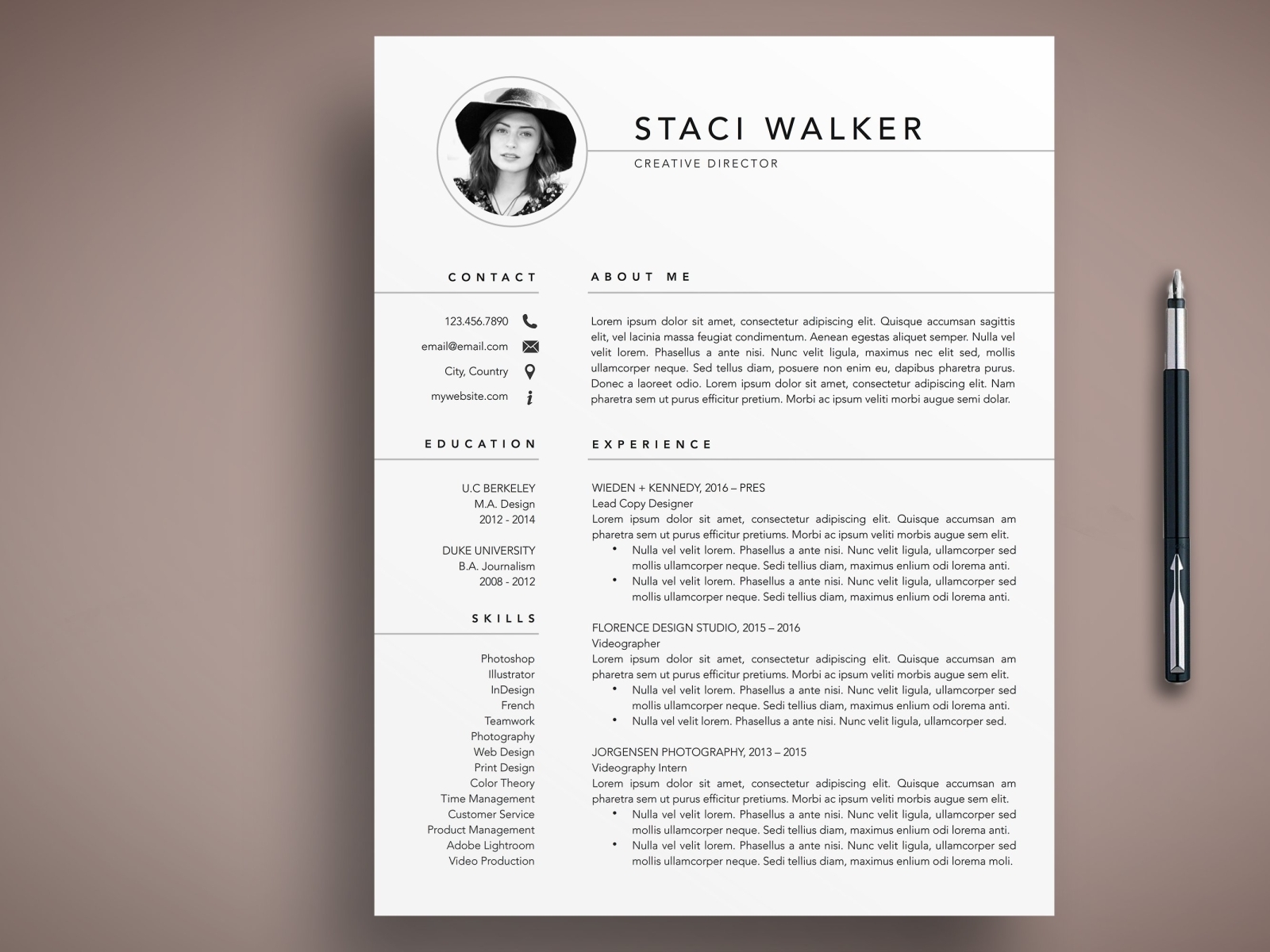 single page resume template free download