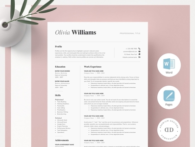 one page resume template with photo free download