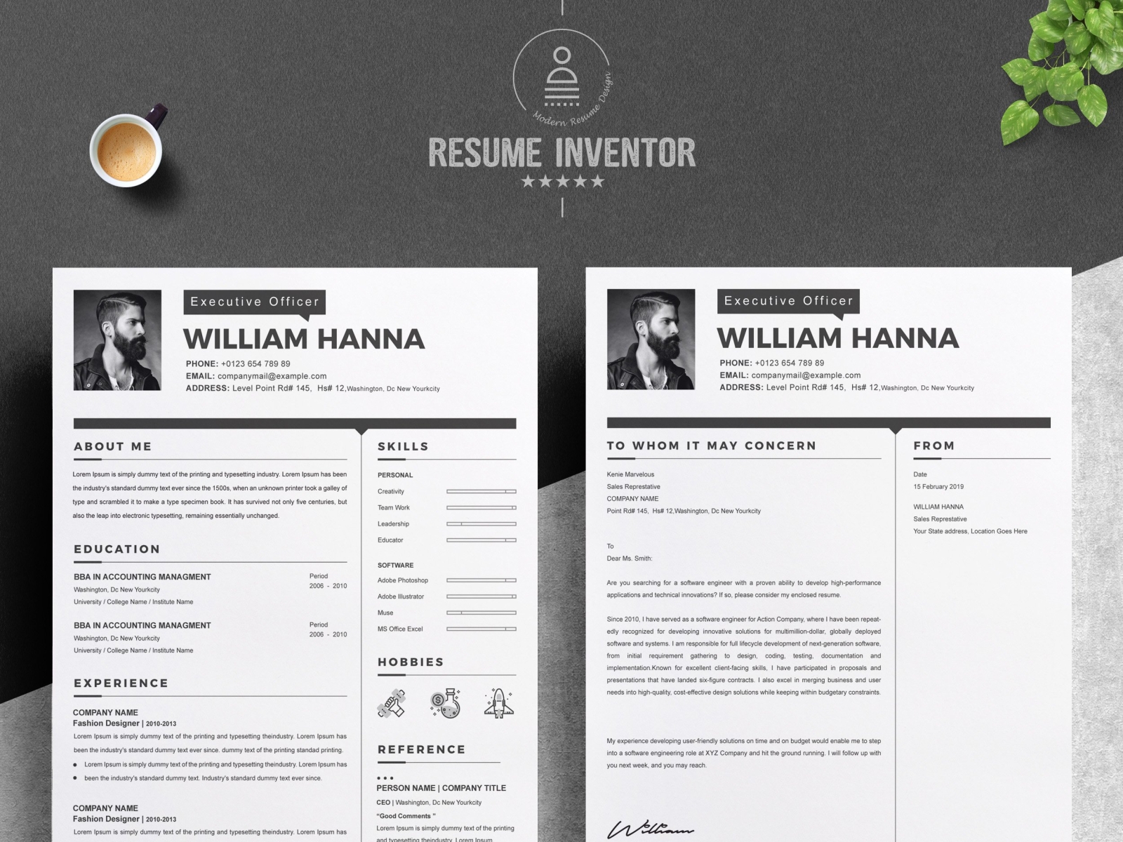 2 Page Resume Template/Cover Letter by Resume Templates on ...