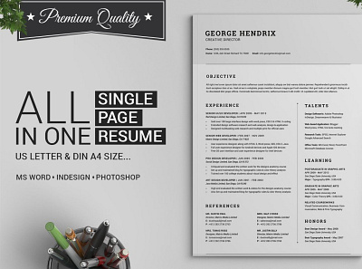 All in One Single Page Resume Pack clean resume creative resume curriculum vitae cv template download free minimal resume modern modern resume one pack packaging professional resume resume template simple single template