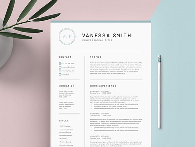 Word Resume & Cover Letter clean resume cover cover design creative resume curriculum vitae cv cv template letter modern modern resume professional resume resume template template