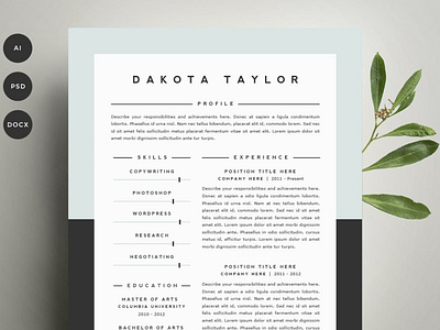 Resume Template 4 Pack | CV Template clean resume creative resume curriculum vitae cv template download free minimal resume modern modern resume professional resume resume cv resume template template