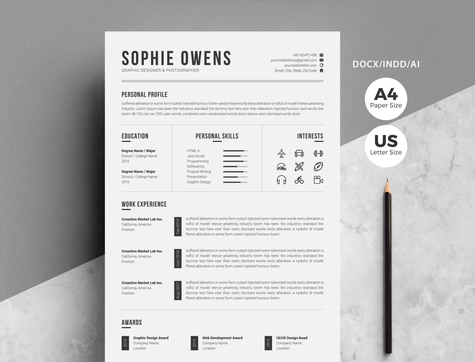Resume Template On Word from cdn.dribbble.com