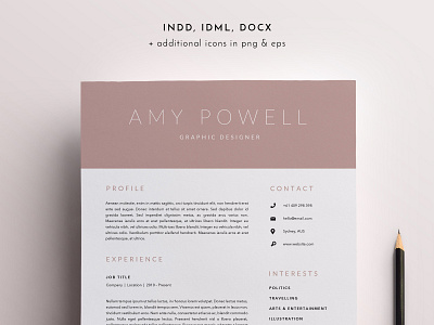 3 Page Resume Template | INDD + DOCX clean resume creative resume curriculum vitae cv template download free minimal resume modern modern resume professional resume resume template template