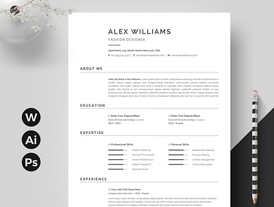 Resume Template / CV clean resume creative resume curriculum vitae cv template download free modern modern resume professional resume resume template template