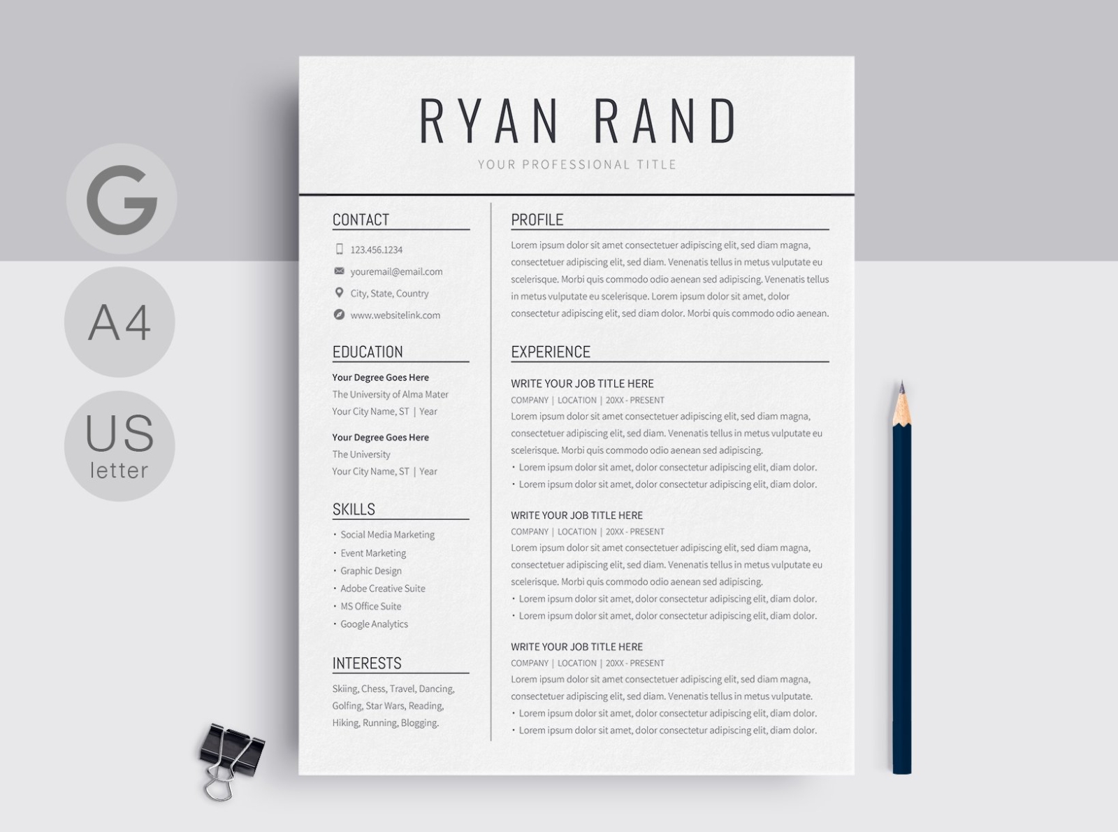 Google Docs Resume Template by Resume Templates on Dribbble