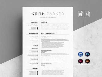 Job Resume Cv | 4 Pages Pack clean resume creative resume curriculum vitae cv template download free minimal resume modern modern resume pages professional resume resume cv resume design resume template template