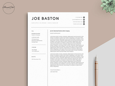 Resume/CV Template - JOE clean resume creative resume curriculum vitae cv cv template modern modern resume professional resume resume template template