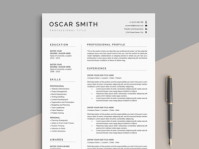 Resume/CV Template - OSCAR clean resume creative resume curriculum vitae cv template download free modern modern resume professional resume resume template template