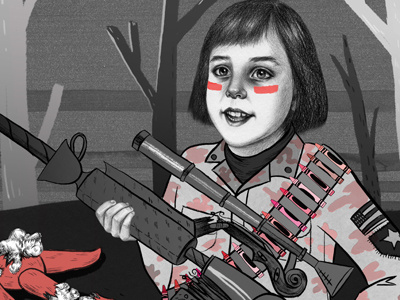 The future of the front lines children detailed drawing editorial girly guns illustration ink toys watercolor