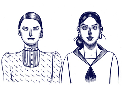 Dames character drawing illustration ink monochrome pattern women