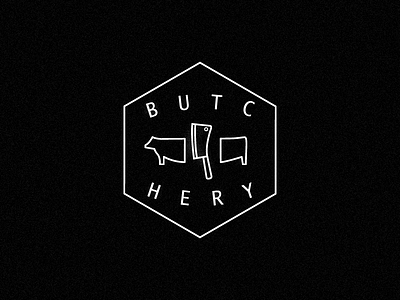 Butchery Badge artifact badge butchery bw cow knowledge monolinear symbol