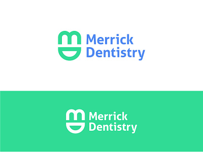 Merrick Dentistry app aqua blue brand branding dental dentist dentist logo dentistry design face identity design kids logo logodesign modern modern logo playfull smile visual identity