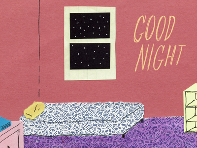 Good Night bed bedroom collage illustration typography