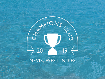 Champions Club Logo blue branding champion gill sans identity logo nevis ocean trip trophy typography vacation