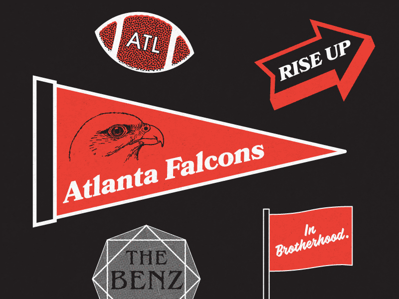 Falcons vs Eagles: The Battle of the Birds atlanta badge birds eagles falcons flag football illustration nfl penant philadelphia typography