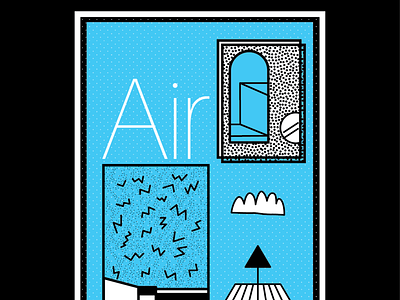 Air air blue cloud dots illustration pattern poster typography