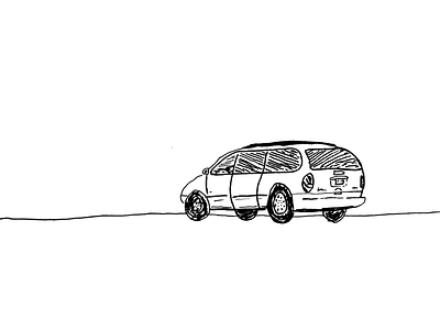 1999 Plymouth Grand Voyager automobile car illustration inktober mini van van