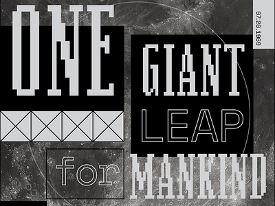 One Small Step For Man... apollo greyscale moon texture typography