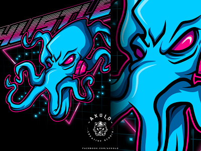 HUSTLER alien branding branding design cartoon character character design design futuristic icon illustration neon octopus retro sea creature vector