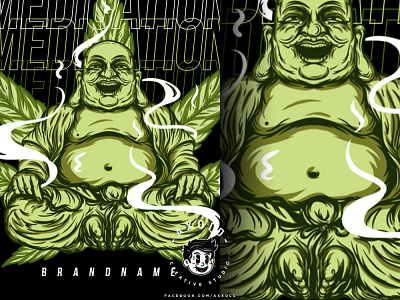 MEDICATION branding branding design buddha cartoon character design illustration kush logo marijuana smoke vector