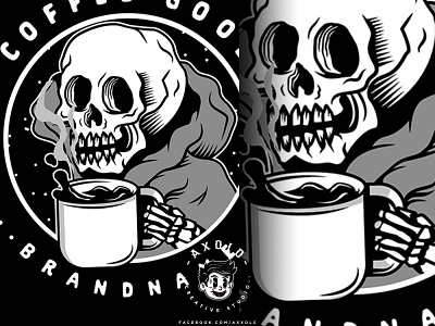 GOOD COFFEE, GOOD SH*T bones branding branding design caffeine cartoon character coffe design icon illustration scary vector