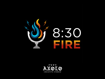 8:30 FIRE branding design cool design fire frequency icon illustration logo metal metallic logo podcast podcast logo radio time vector