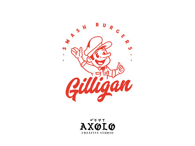 Gilligan Smash Burgers 80s branding branding design burger character cute delivery design dine fast food food graphic design icon illustration logo male male character mexican minimal vector