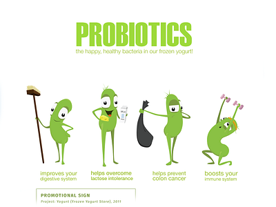 Probiotics! The Happy, Healthy Bacteria character family flat illustration vector