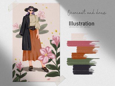 overcoat and dress design illustration