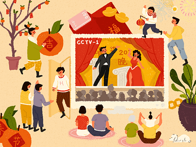 China's Spring Festival TV design illustration