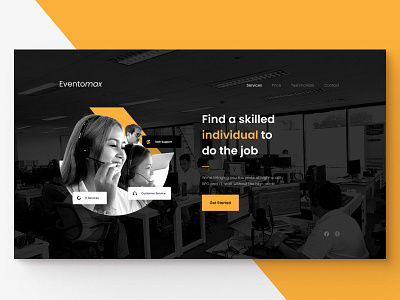 Eventomax - Landing Page about people bpo clean design cool it it staffing landing page people ui value people visual visualization
