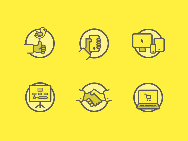 Flat Icons Yellow Theme tablet computer ecommerce apple social bird iphone phone set icons flat minimal