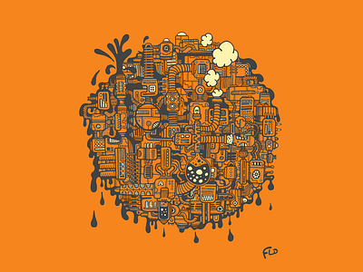 Orange Factory factory graphic design illustration illustrator machine mecanism pollution science sketch steam