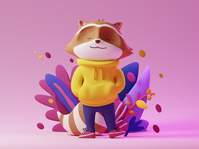 Chillhop Music's Racoon b3d blender blender3d clean illustration