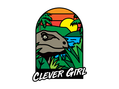 Clever Girl dinosaur illustration jurassic raptor t shirt design vector illustration