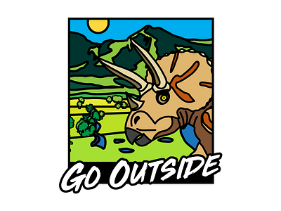 Go Outside dinosaur illustration jurassic t shirt design triceratops vector illustration