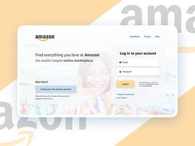 Amazon Login Page Redesign (Dribbble Weekly Warmup) amazon background blur blurred background login login page login screen re design redesign sign in sign in page sign up signup web design webdesign website design weekly warm up weeklywarmup