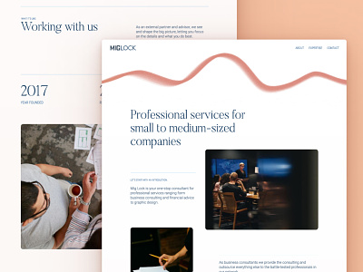 Mig Lock - Landing Page for Business Consultants aesthetic consultant consulting elegant ethereal gradient gradients landing page serif services ui web design website website design