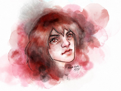 Red Watercolor Girl art illustration watercolor