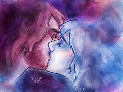 Watercolor Kiss digital art emotion emotional illustration ipadpro ipadproart kiss kissing watercolor