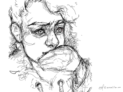 Thinking? art black and white bnw boy illustration ipad ipad pro lines portrait thinking