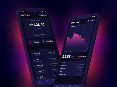 Crypto Wallet Pt. 2 crypto wallet dark app dark ui design ethereum gaming ios purple ui wallet